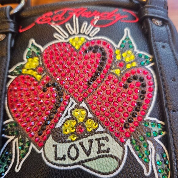 Ed Hardy Mini-Bag Heart Design with Rhinestones NWT - Picture 6 of 11